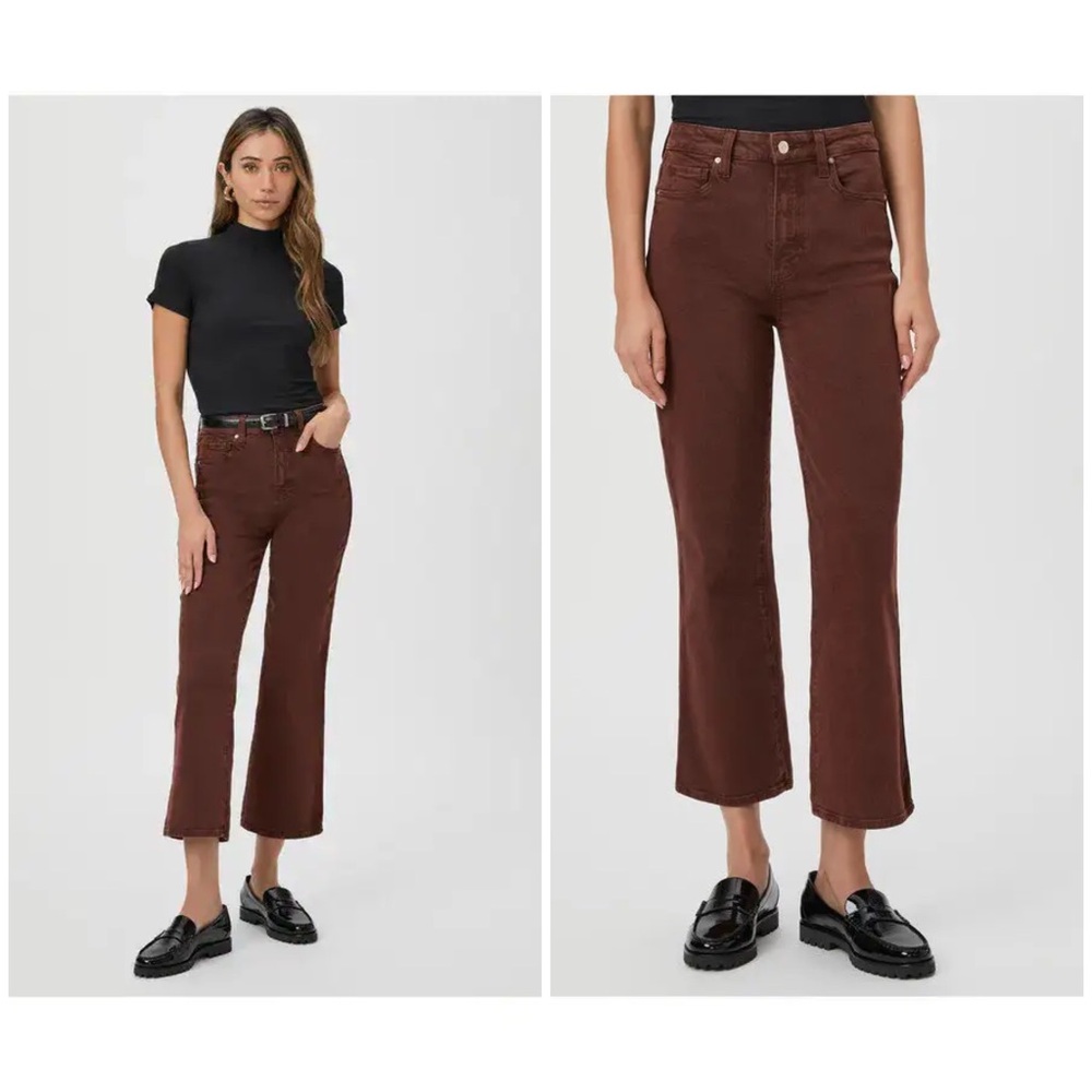 Paige Courtney High Rise Crop Flare Jeans in Chocolate Brown Raisin Size 27 EUC